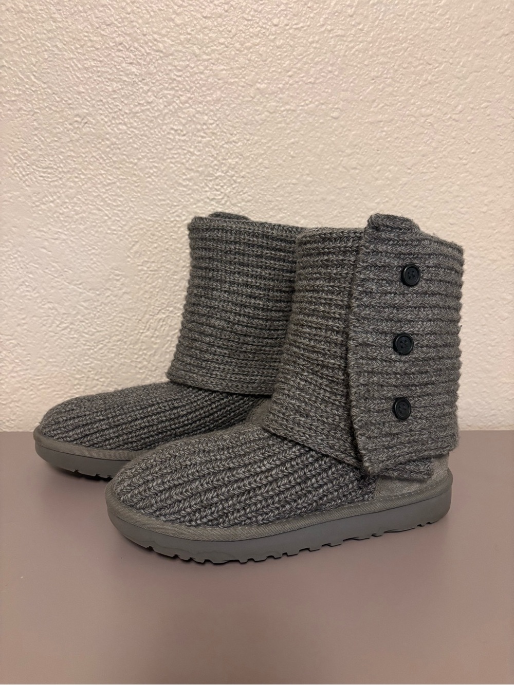 UGG gray knit ankle boots